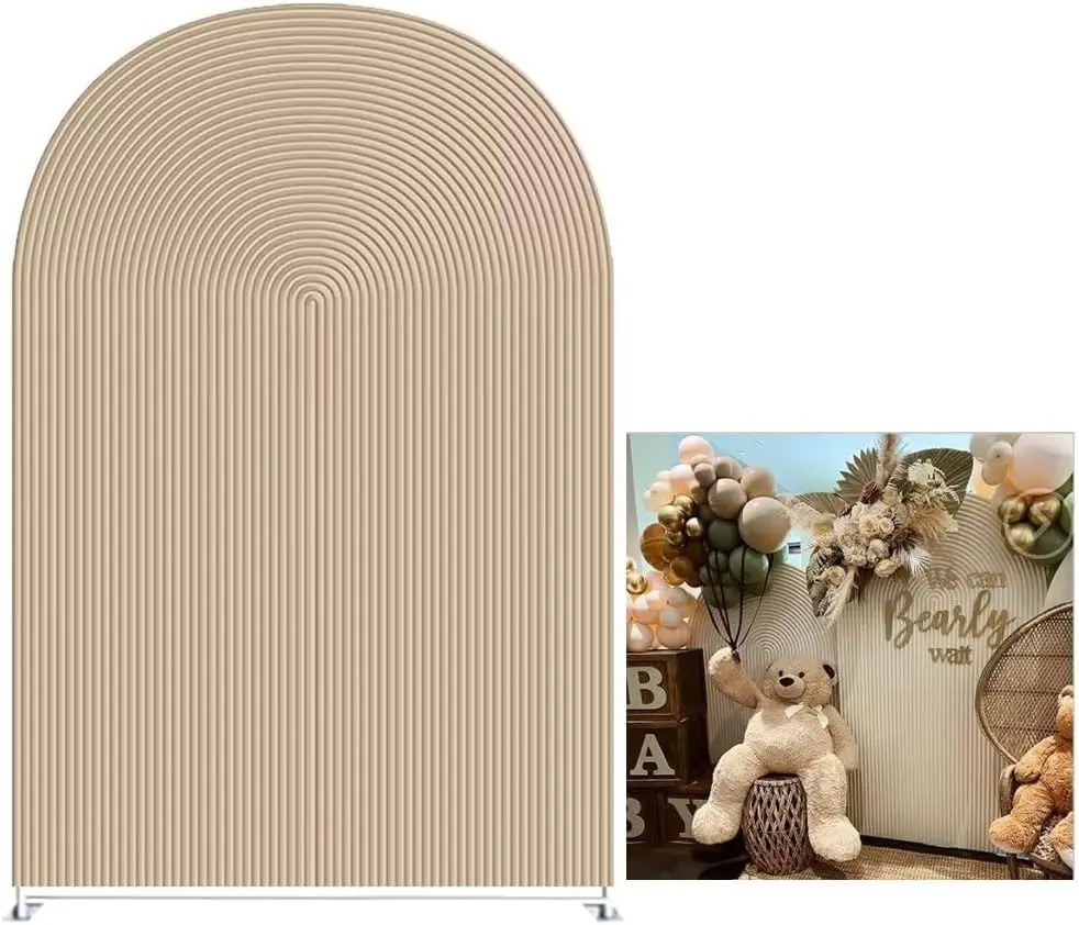 

Beige Ripples Arched Fabric Cover for Parties Stretchy Chiara Backdrops Arched Stands Covers Arch Backdrop Cover HP-463