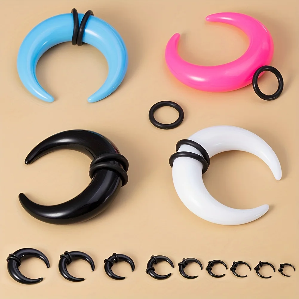 2Pcs 14G-00G Big Size Buffalo Horn Septum Ring Piercing Acrylic Ear Gauges Plugs Taper Stretcher Expander Punk Body Jewelry