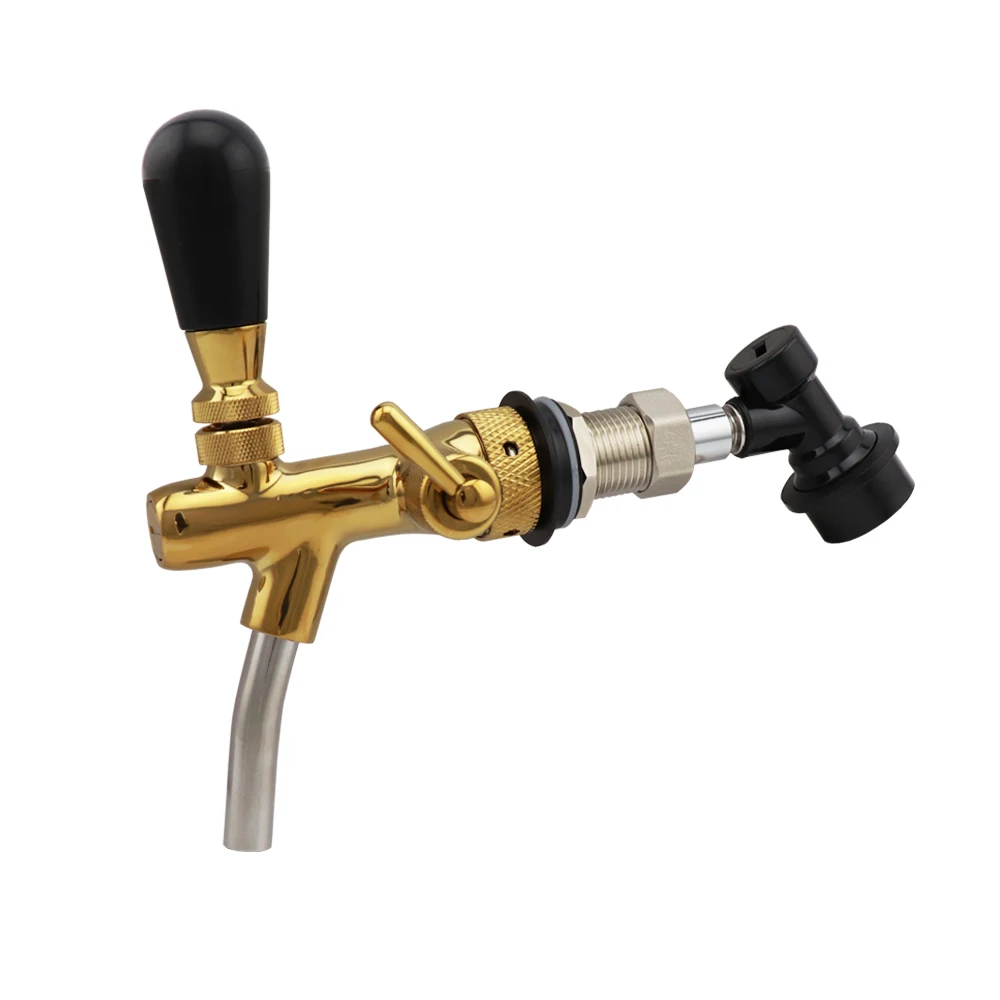 

Golden Adjustable Beer Faucet Beer Shank Dispenser Tap With Ball Lock Disconnect Liquid for Home Brewing Cornelius Keg