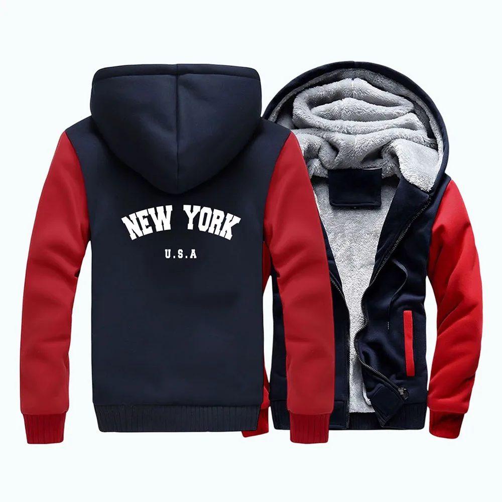 

New York USA Printed Male Raglan Sleeve Thick Clothing Fashion Casual Simple Coats Comfortable Windproof Mens Zipper Jackets
