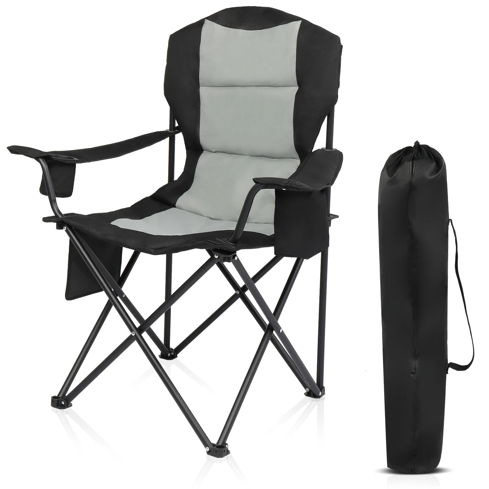 35*22*41in  Camping Chair Fishing Chair Folding Chair Black Gray