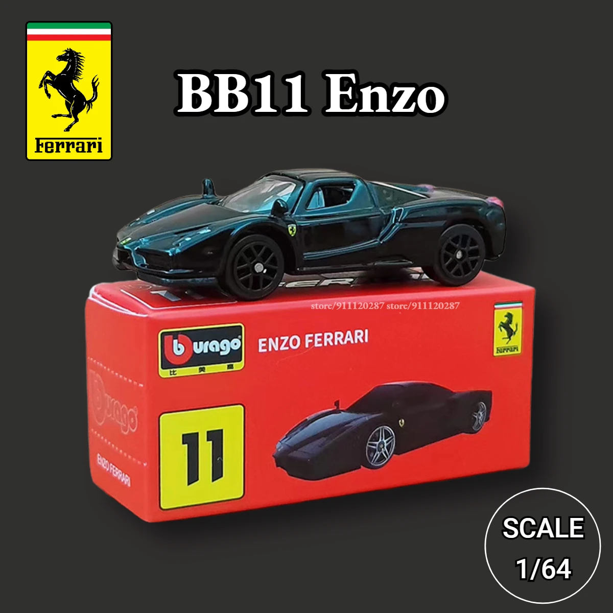 Bburago 1/64 Ferrari Car Miniature Model, BB11 Enzo Scale Lefarrari F40 F50 F12tdf 458 488 Spider Diecast Vehicle Replica Toy