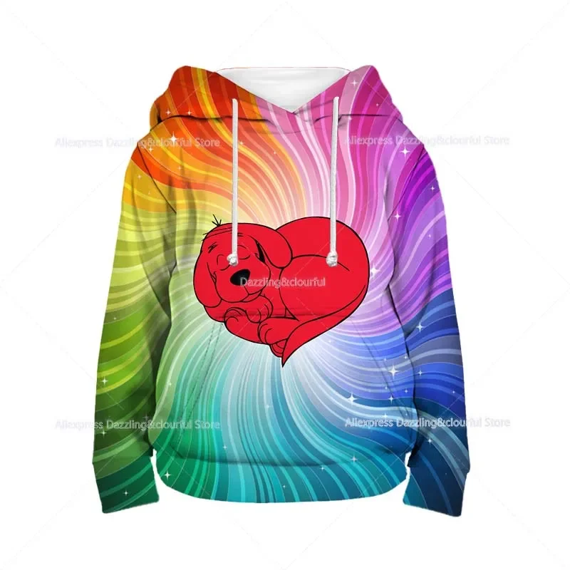 Sudadera con capucha 3D de dibujos animados de Anime para niños y niñas, suéter de lana, sudadera con capucha, Sudadera con capucha, Top informal, el perro grande rojo