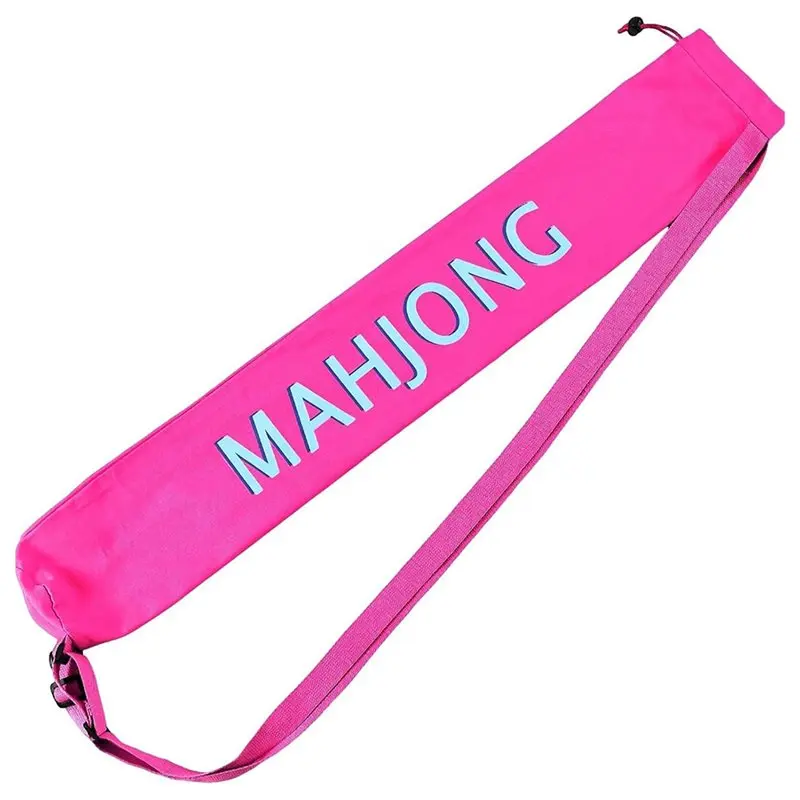 

B08B-Mahjong Mat Bag 34 Inch Long, Cute Canvas Drawstring Holder With Double Straps, Portable Travel Storage Tube