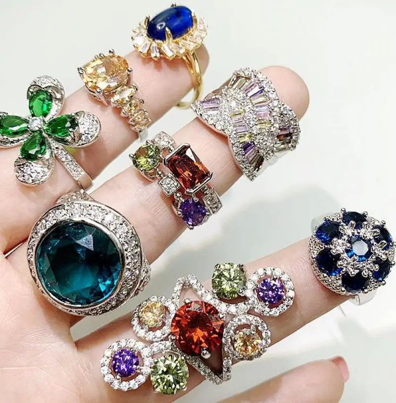 5-100pcs Luxury Rhinestone Fashion Brass Ring Set Fashion Jewelry Rings Sets For Women Jewelry Korean Version Joint Rings