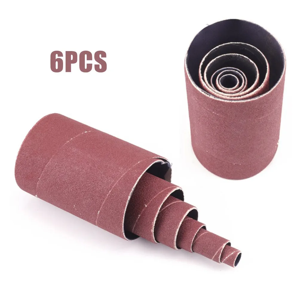 6Pc Spindle Sanding Sleeves For Oscillating Sander 80/120/240 Grit Aluminum Oxide Sandpaper For Metal Woodworking Polishing Tool