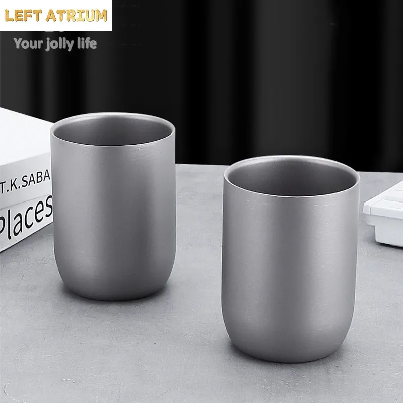 Pure Titanium Coffee Cup,Double-layer,Heat-proof,Heat-Resistant,Antibacterial,Mildew Resistant,Portable Outdoor Mug,120 ml,240ml
