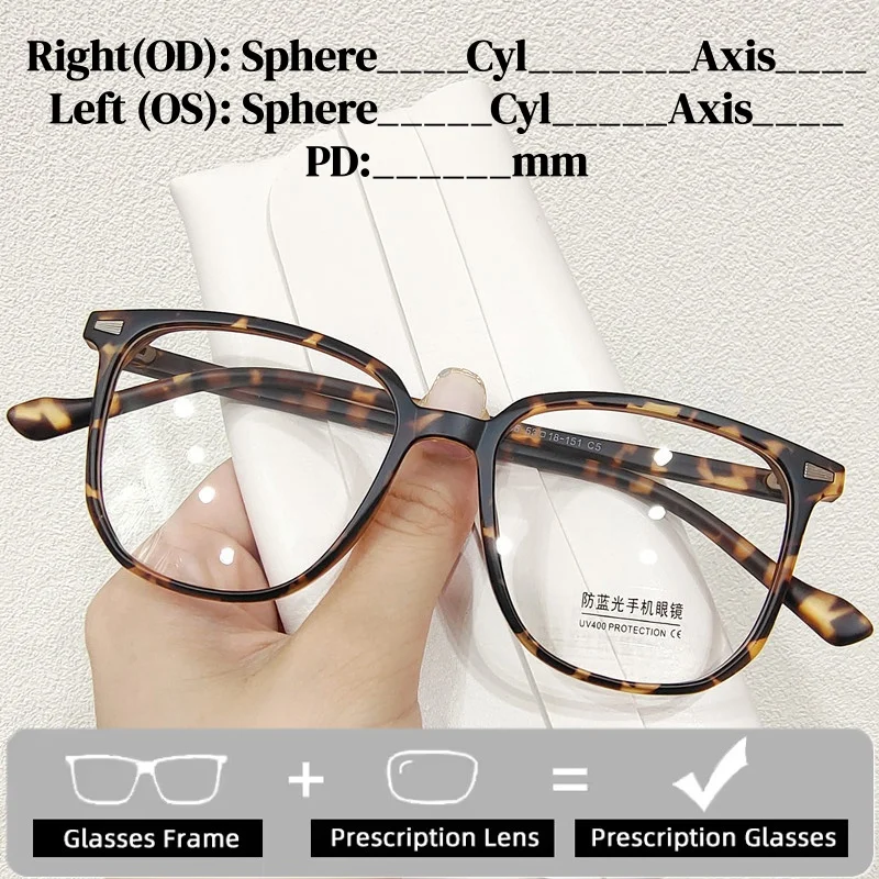 

Модные женские очки с защитой от синего света, винтажные прозрачные очки с диоптриями, классические очки на заказ