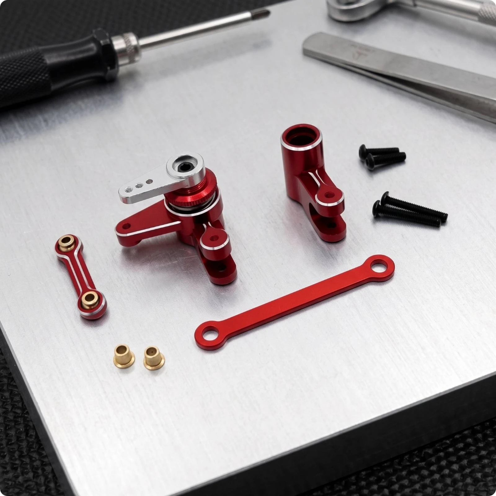 Front Steering Assembly with Servo Link Anodized Steering Linkage with Servo Link Upgrade Lightweight for Hobbyists