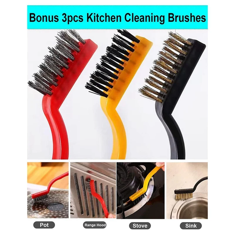 2 Pcs Kitchen Sink Strainer Stopper Combo Basket Replacement For 3-1/2 Inch Drain, Bonus 3Pcs Kitchen Cleaning Brushes Durable