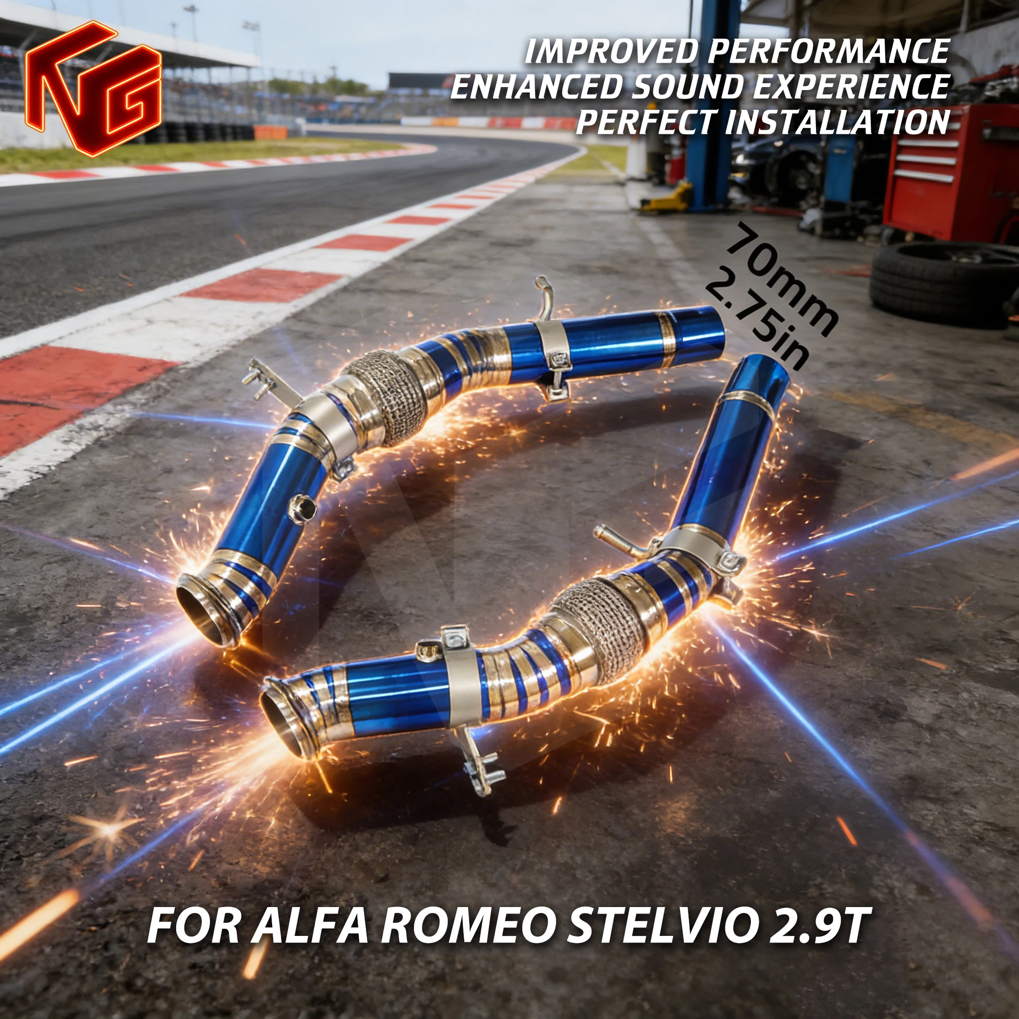 

for Alfa Romeo Giulia 2.9T downpipe titanium alloy exhaust sound enhancement function. Custom car