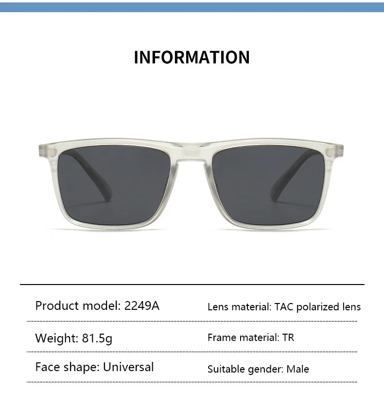 Transparente Damen-Sonnenbrille mit quadratischem Rahmen, 6-in-1-Brille mit magnetischem Clip, polarisierte Nachtsichtbrille für Herren – Detail 8