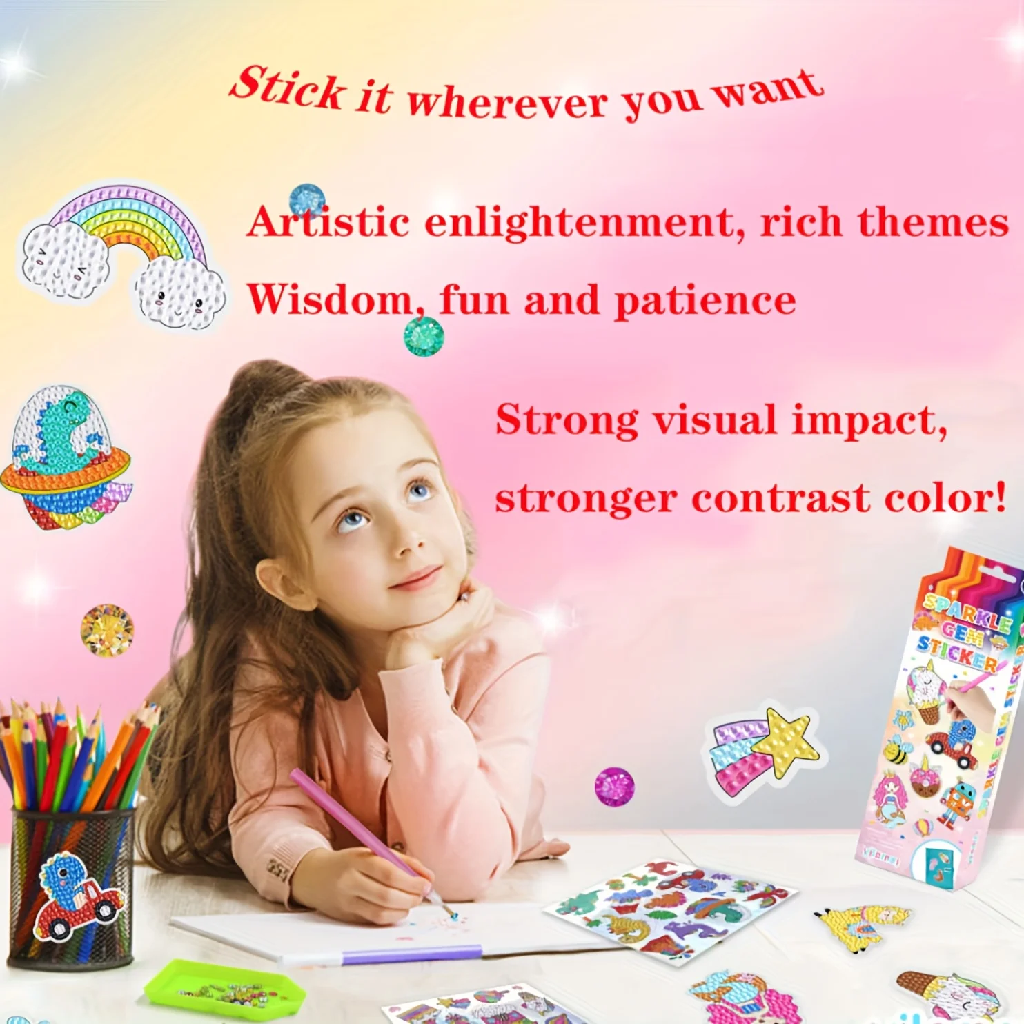 12PCS Kids 5D Diamond Painting Kit-facile, divertente Set di arte e artigianato fai da te per ragazzi e ragazze, ottimo Kit regalo artigianale