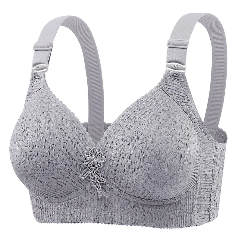 Solid Color Womans Plus-Size Girl's Brassiere Breathable Supportive Side-Slimming Back 4-Row Hook Adjustable Strap Ladies' Bra