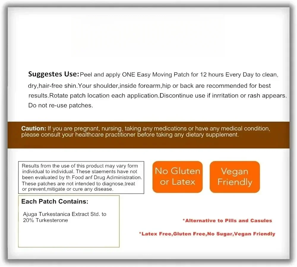 30 Patches Cistanche Tubulosa with Fadogia Agrestis Transdermal Patches Promotes Vitality