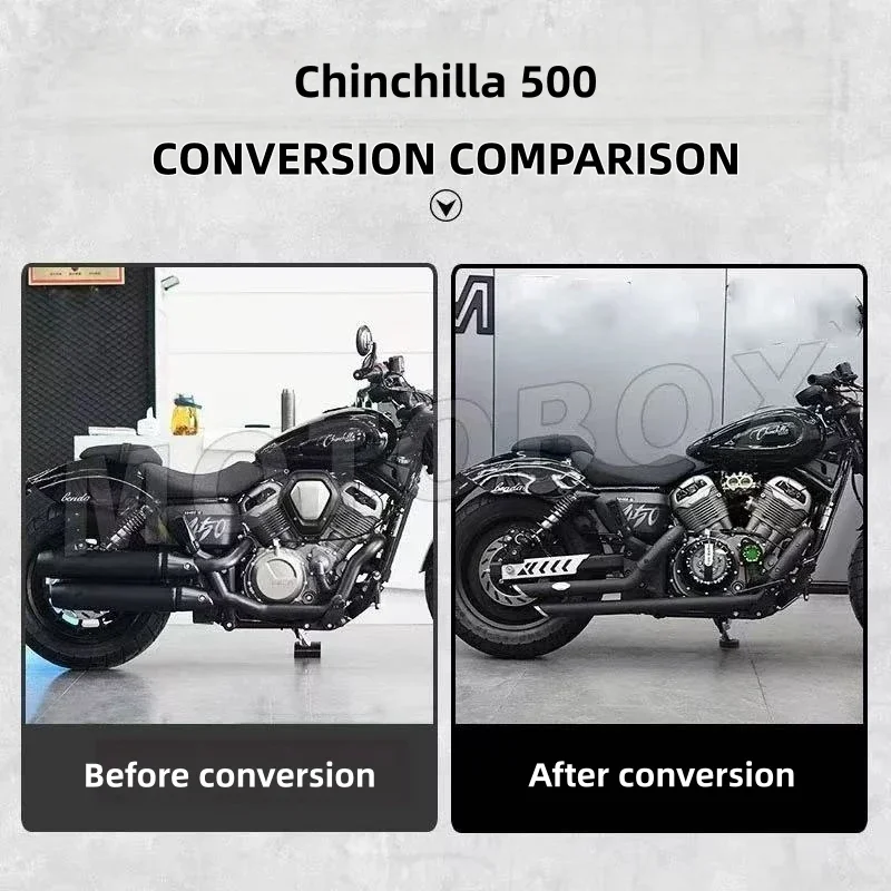 FOR BENDA Napoleonbob 500 Chinchilla 500 modified VH exhaust pipe single-sided double sound wave right side full section