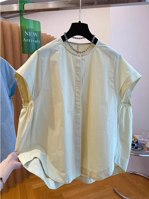 

Модная однотонная футболка с коротким рукавом, повседневная, свободного кроя, унисекс, летняя, больших размеров, 300 Pou, топ с коротким рукавом