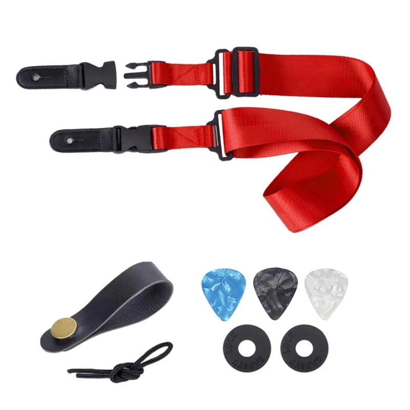 Soft Nylon Strap for Acoustic/Electric Bass and Guitar, Length Adjustable Antislip Guitar Strap with Quick Release Clips