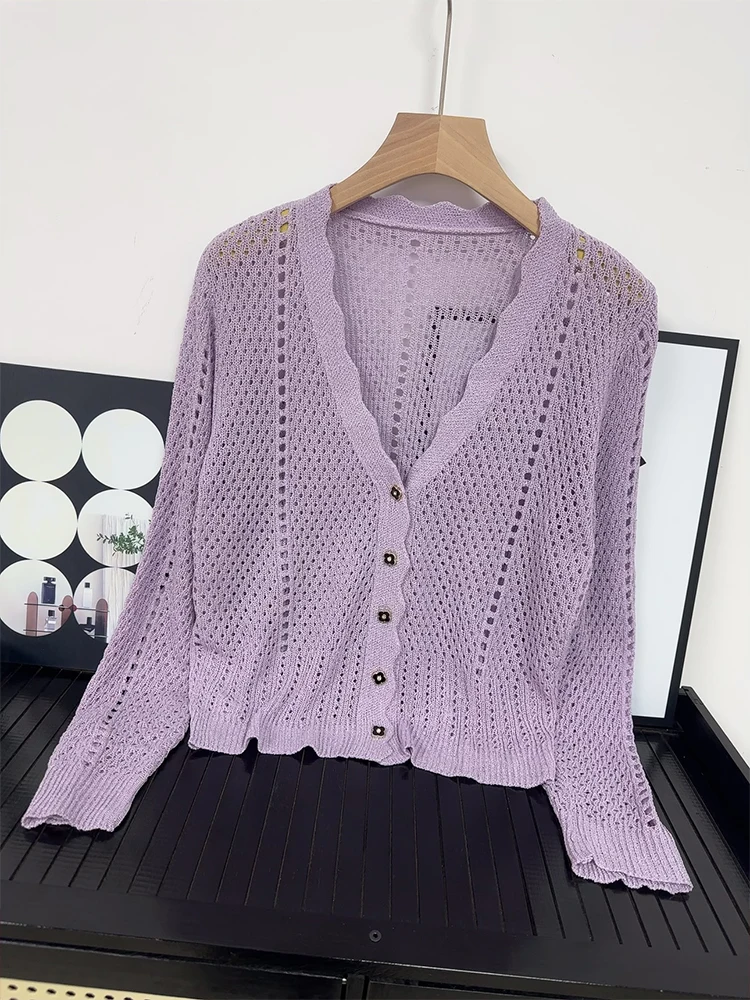 

High Quality Ice Silk Knitted Cardigan, Women's Short Summer Thin Sun Protection Top, Short Outer Layer with Shawl