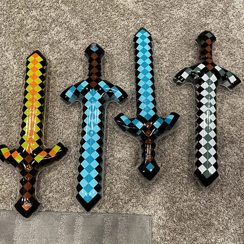 3Pcs Pixel Style Inflatable Sword Toys for Kids, Safe Inflatable Props Party Accessories for Birthday Halloween Cosplay view 4