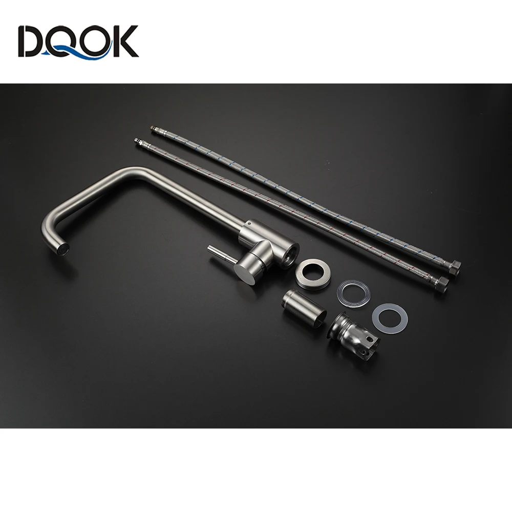 DQOK Black Kitchen Faucets Stainless Steel Kitchen Mixer Single Handle Single Hole Kitchen Faucet Brushed Nickle Mixer Sink Tap