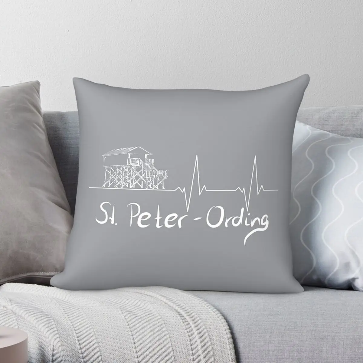 Pulse Trace Pfahlbau Sankt Peter-Ording Pillowcase Polyester Linen Velvet Printed Zip Decorative Car Cushion Cover