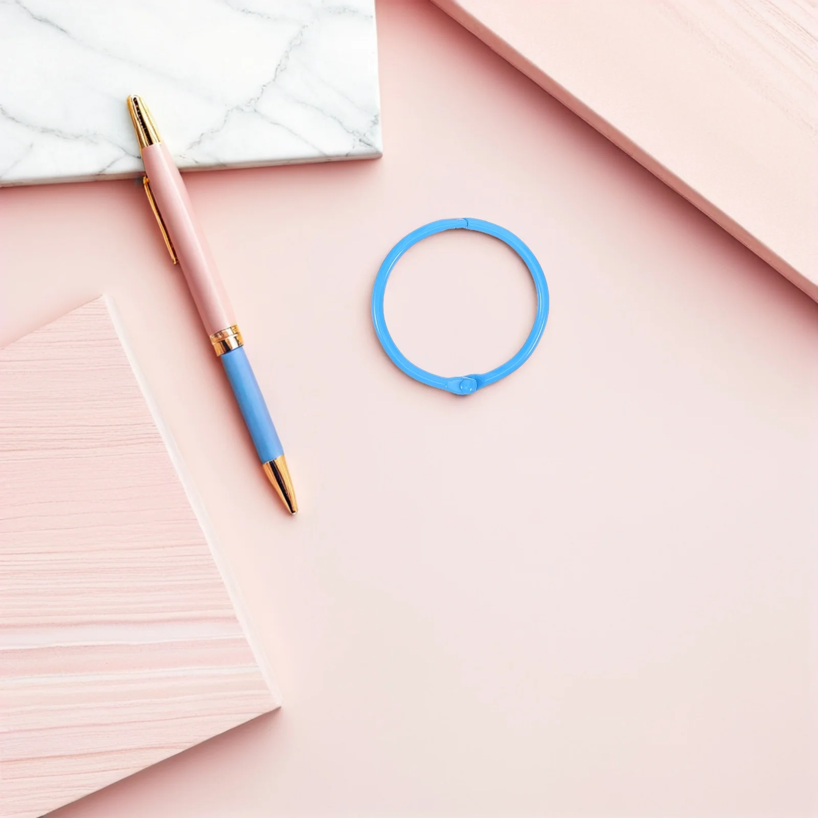 

30Pcs Metal Book Binder Rings Blue Snap Open Loose Leaf Rings Office Binder Supplies Flashcard Index Card Circles for Crafting