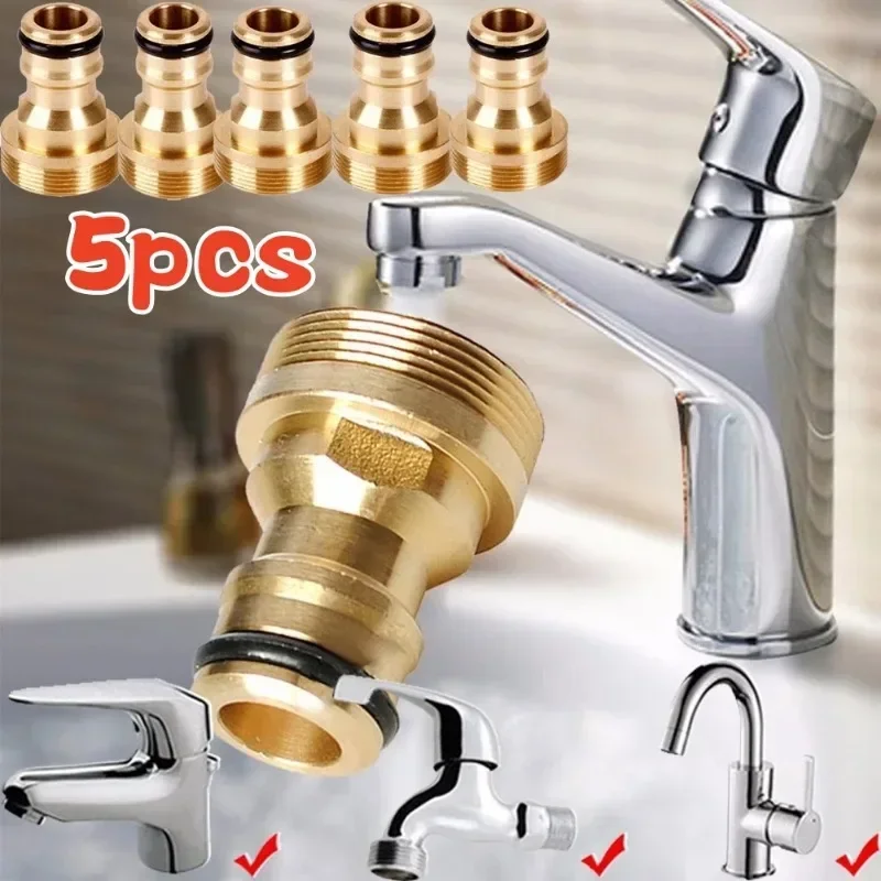 5PCS Universal Tap Kitchen Adapters Brass Faucet Tap Connector Mixer Hose Adaptor Basin Fitting Garden Watering Garden Tools