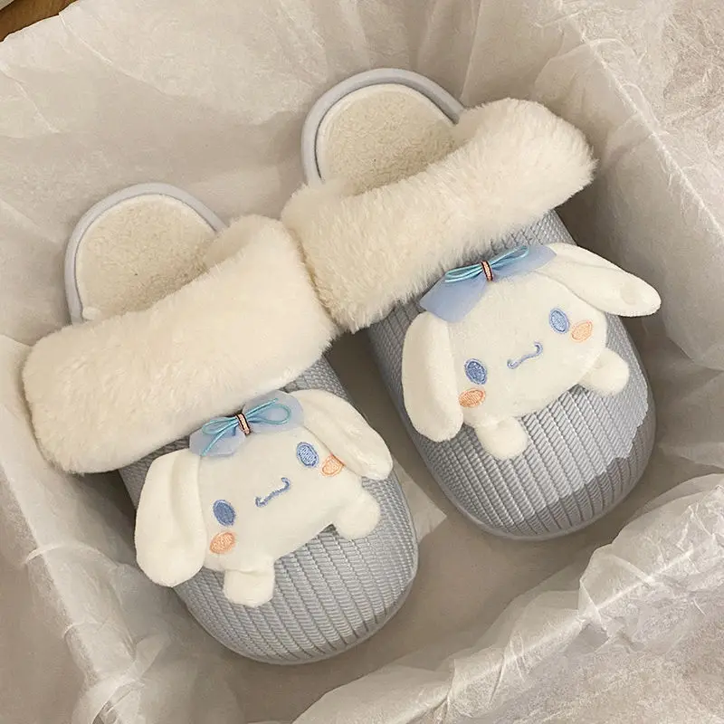 Kawaii Creative Cute Cinnamoroll Slippers Cartoon Casual Anime Hello Kitty Warm Anti Slip Odor Proof Thick Bottom Toe Slippers