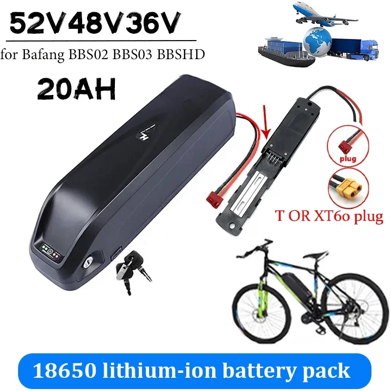 36V 48V 52V Battery Pack 18650 Cell for Hailong Electric Bicycle 30A 500W 750W 1000W Ebike Batterie for Bafang BBS02 BBS03 BBSHD