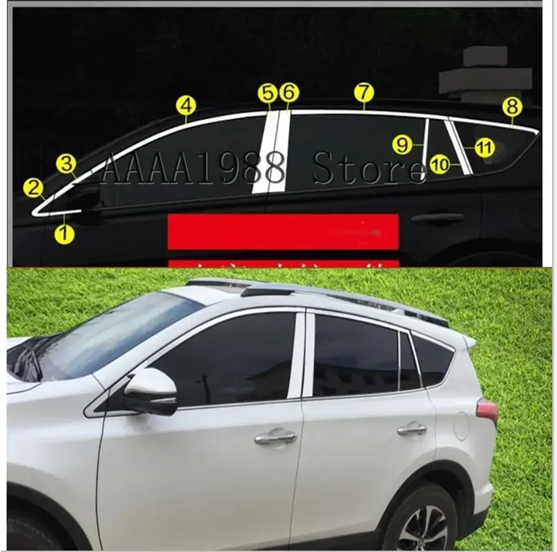 

For Toyota RAV4 2014 2015 2016 2017 2018 Stainless Steel Car Window Center Pillars Post Covers Trim Chromium Styling