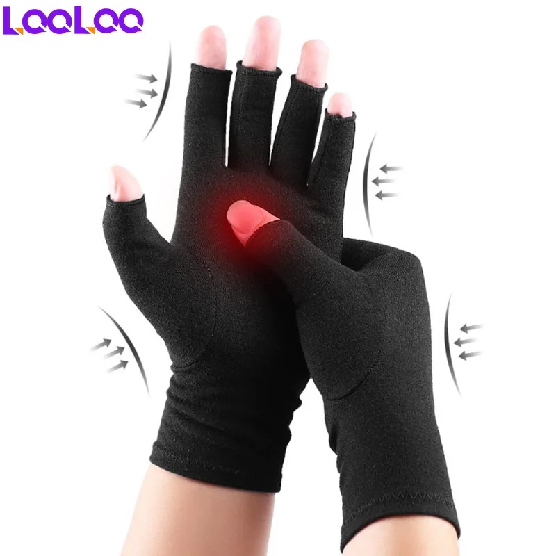 1Pair Arthritis Gloves Women Men for Basketball Football Volleyball, Fingerless Hand Thumb Compression Gloves for Pain Relief