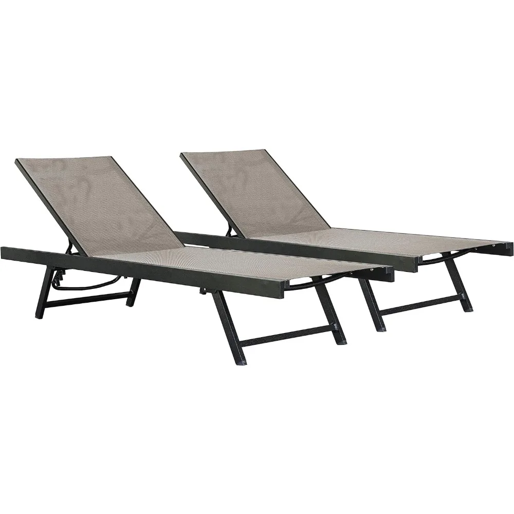 Aluminum Urban Sun Lounger Set Made with Premium Phifertex Outdoor Phifertex Fabric in Cocoa