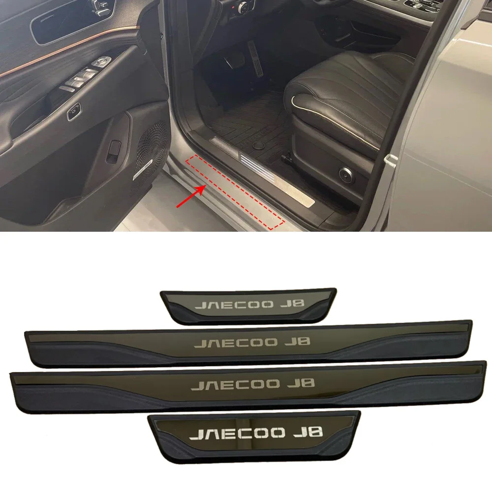 

4Pcs/Set For Jaecoo J8 2025 2026 Stainless Steel Plastic Door Sill Pedal Scuff Plate Decoration Cover Car Styling Accessories