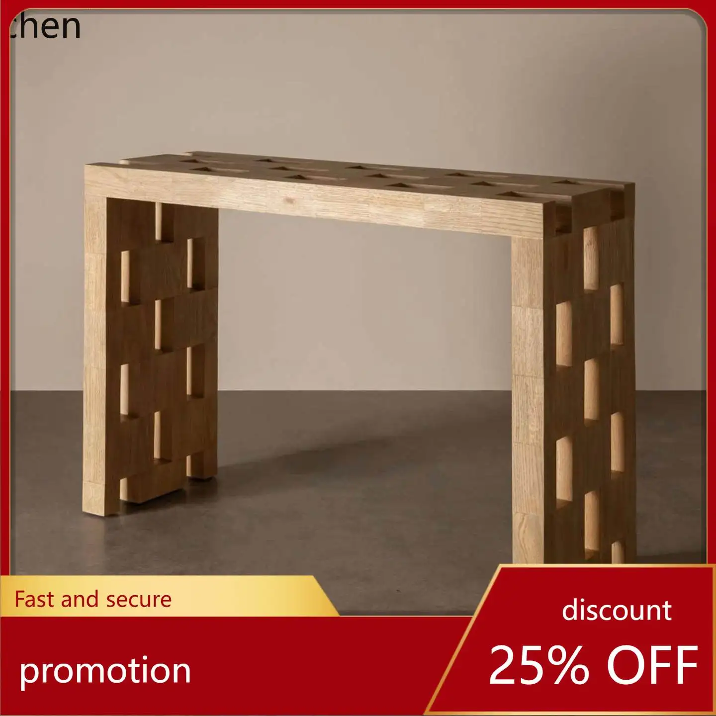 

CZ Vintage Solid Wood Console Table for Home, Wall-mounted Long Table, Natural Wood Style, Creative Narrow Entryway Table