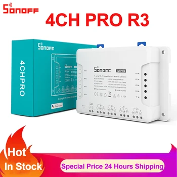 SONOFF 4CHR3 & 4CHPROR3 4-gang Wi-Fi Smart Switch with 433 RF Control Dry Contact Smart Home eWelink APP Alexa Google Home
