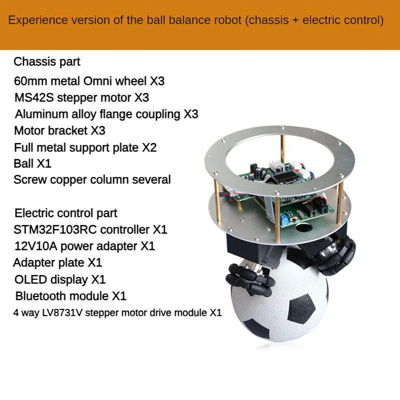 Robô de equilíbrio de bola ballbot stm32, suporta kit programável de desenvolvimento secundário, ajuste de parâmetros do aplicativo e módulo de