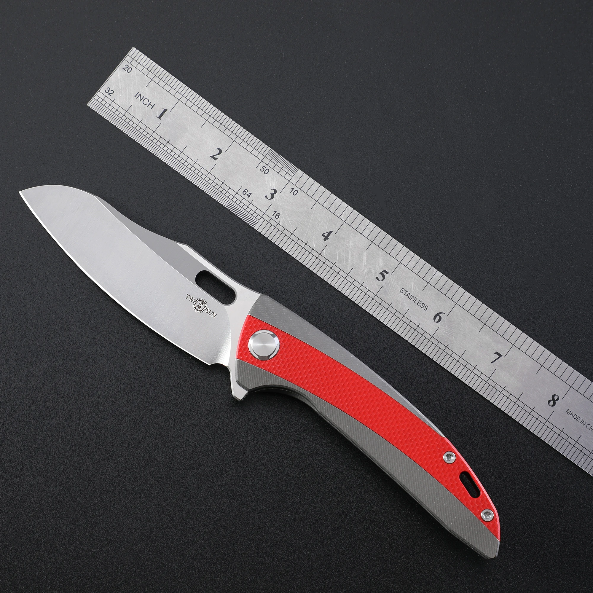 

TWOSUN TS432 Male Folding Knives Hunting Knives for Men K110 Steel Blade G10+Titanium Knife Jackknife Survival edc Hand Tools