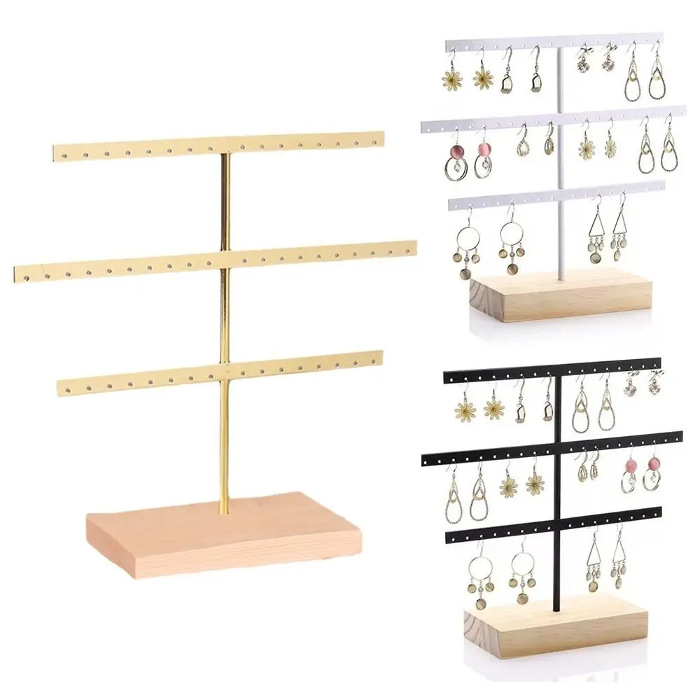 

52-отверстий, подставка для сережек, деревянная основа, экономия места, стеллаж для хранения ювелирных изделий, металлическое ожерелье, браслет, ножной браслет, держатель-гвоздик, настольный