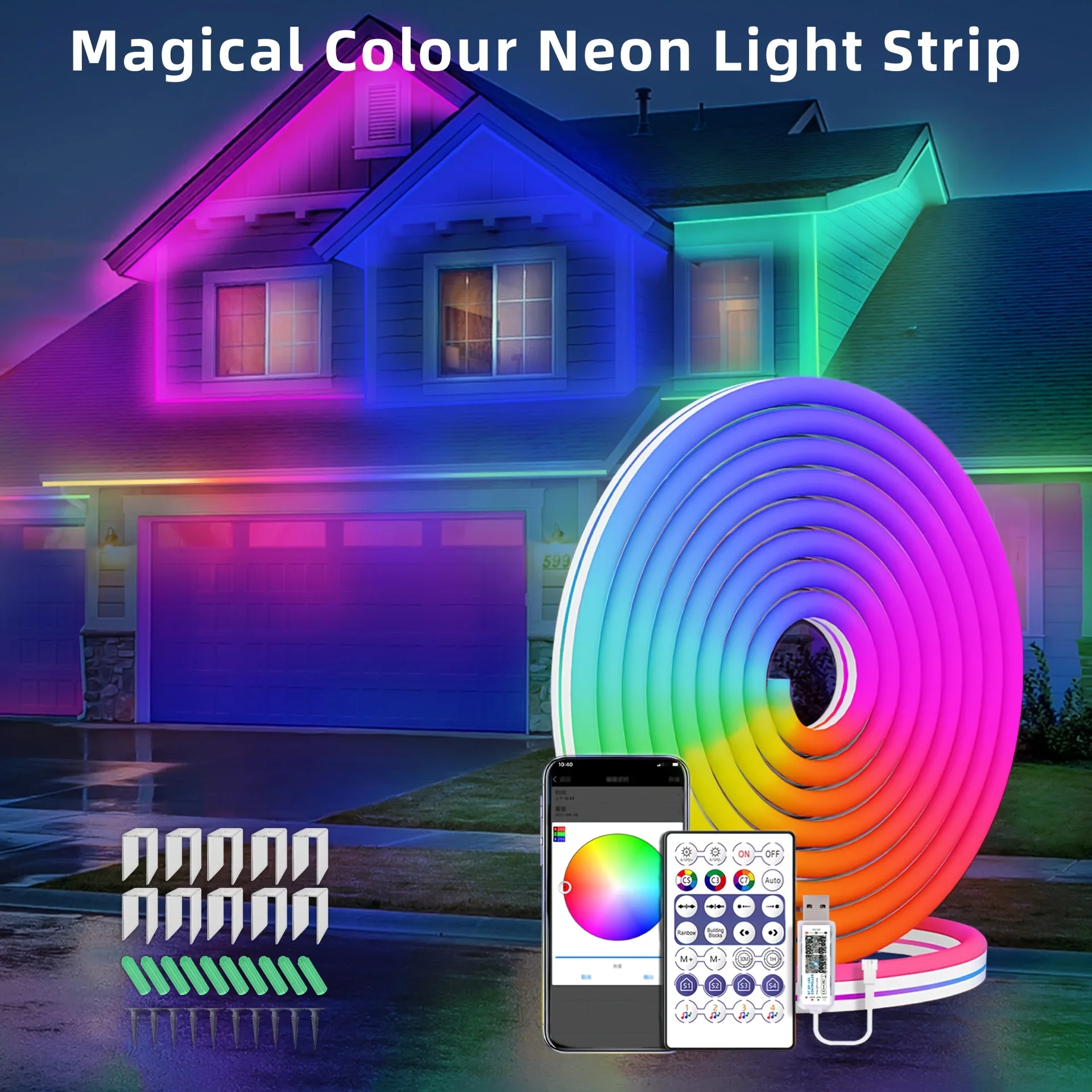 

USB power flexible and magical rainbow neon light strip application and voice control multifunctional indoorandoutdoordecoration