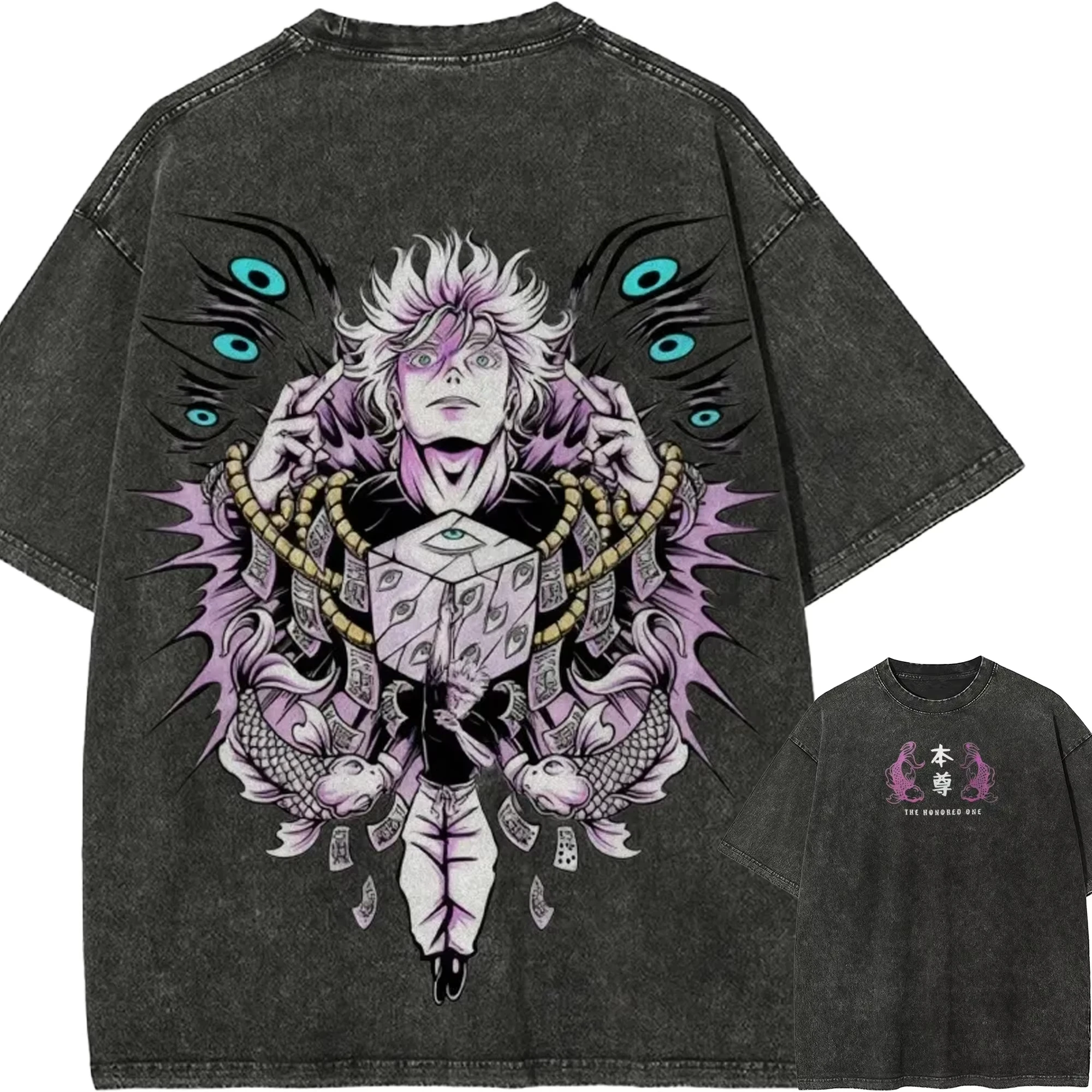 Honored One Gojo Satoru T-Shirt Jujutsu Kaisen Prison Realm Tee Vintage Washed Anime Graphic Harajuku Men Clothing 2026 Summer