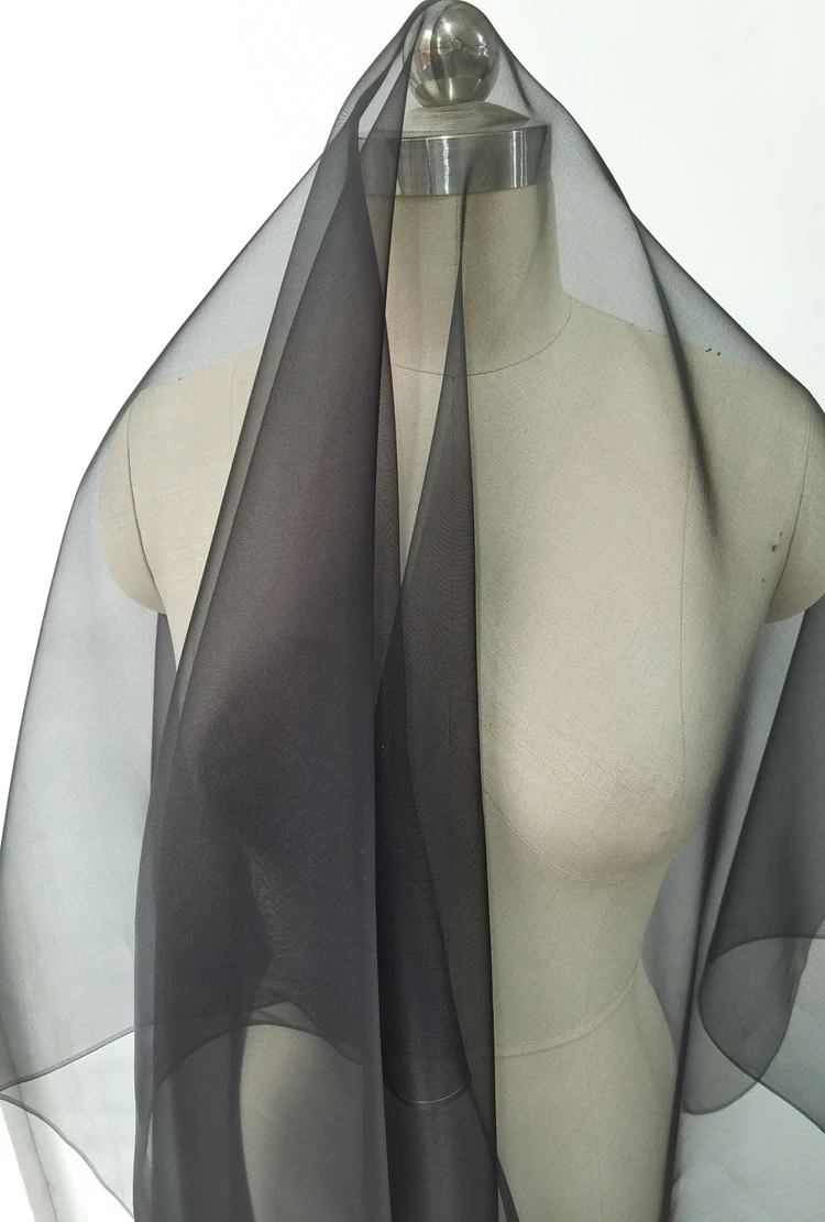 45'' / 55'' breit pro Meter steif geformte Hochzeitsgaze aus schlichter, natürlicher Organza-Stoff aus reiner Seide – Detail 13