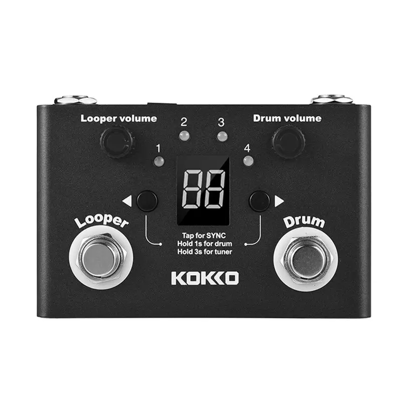 ABLB-KOKKO Compact Multifunction Looper Effect Pedal Drum Machine Digital Tuner BT Page Turner Phrase Loop Recorder