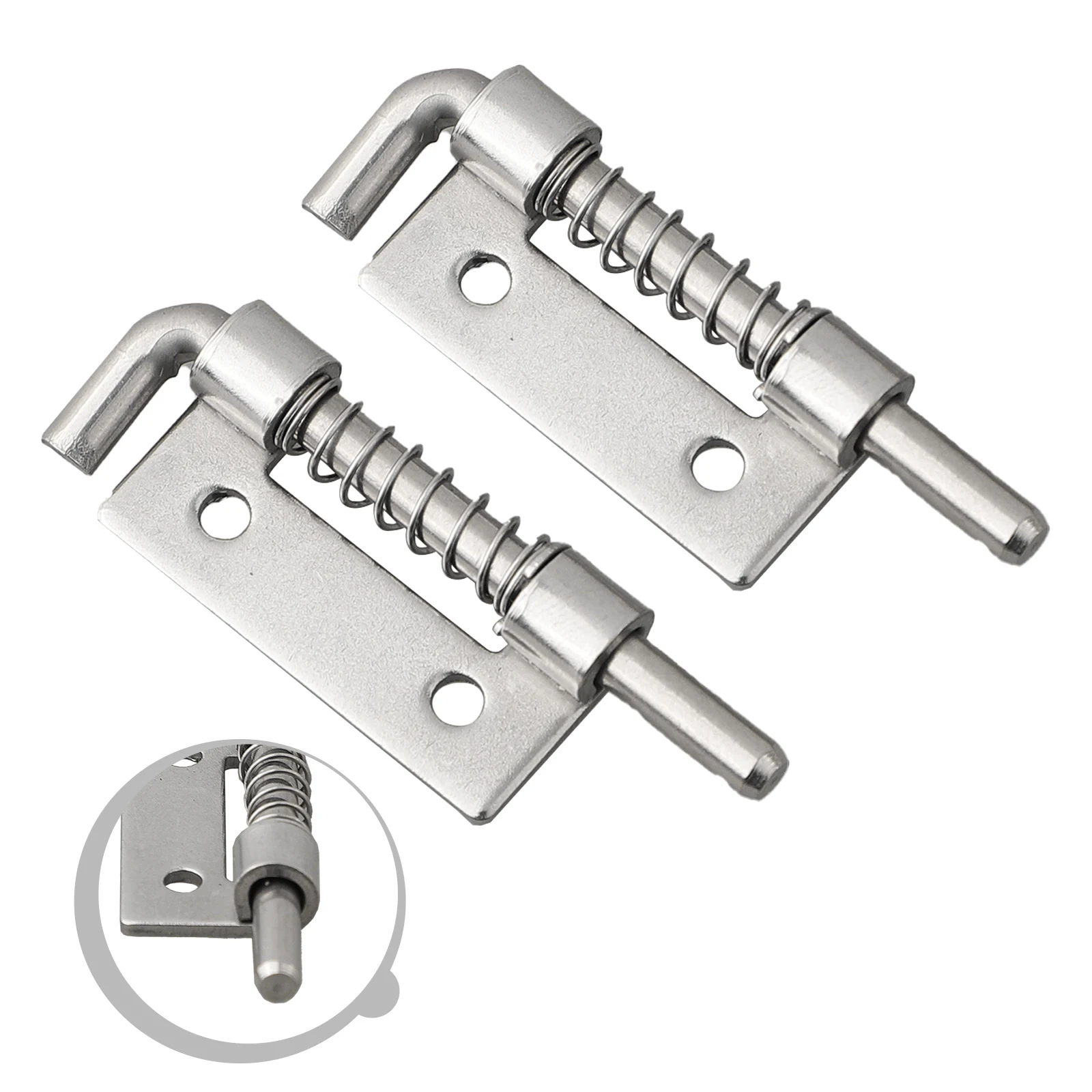 2X Spring Loaded Latches Stainless-Steel Security Barrel-Bolt Latch Hasp Staple Gate Safety Lock Latch Door Cabinet Hinges