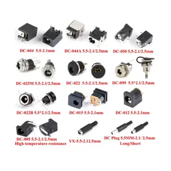 5Pcs DC Connectors 5.5x2.1mm 5.5x2.5mm DC Power Plug Male Female Jack Socket Nut Panel Mount DC Power Adapter Connector 5.5*2.1