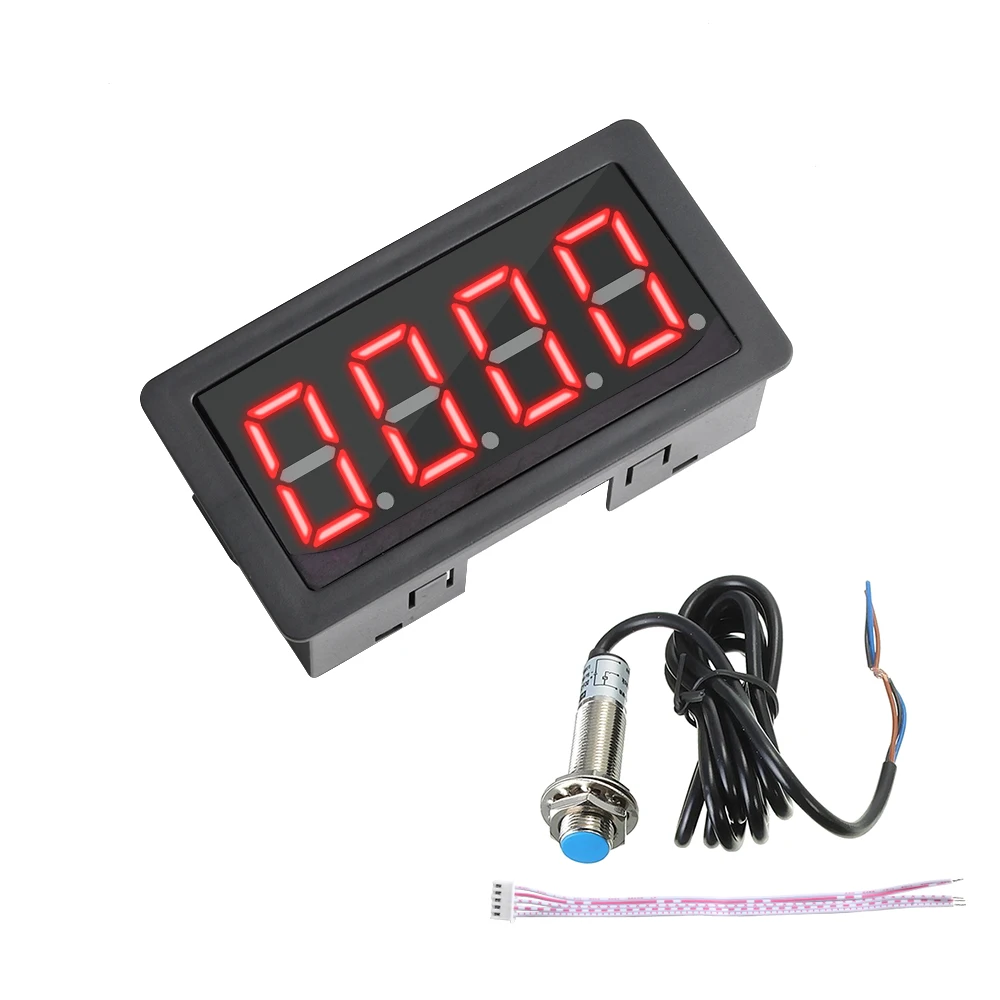 4 Digital LED Red Blue Green Tachometer Gauge RPM Speed Meter+Hall Proximity Switch Sensor NPN 12V Accessories Tachomete Sets