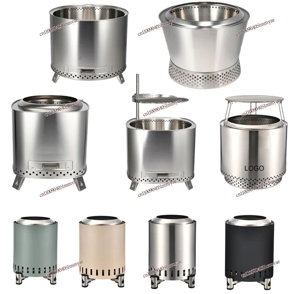 حفرة نار مطورة ذات سعة كبيرة بدون دخاني، موقد خشبي خارجي من الفولاذ المقاوم للصدأ مع واقي شرارة للتخييم والحديقة