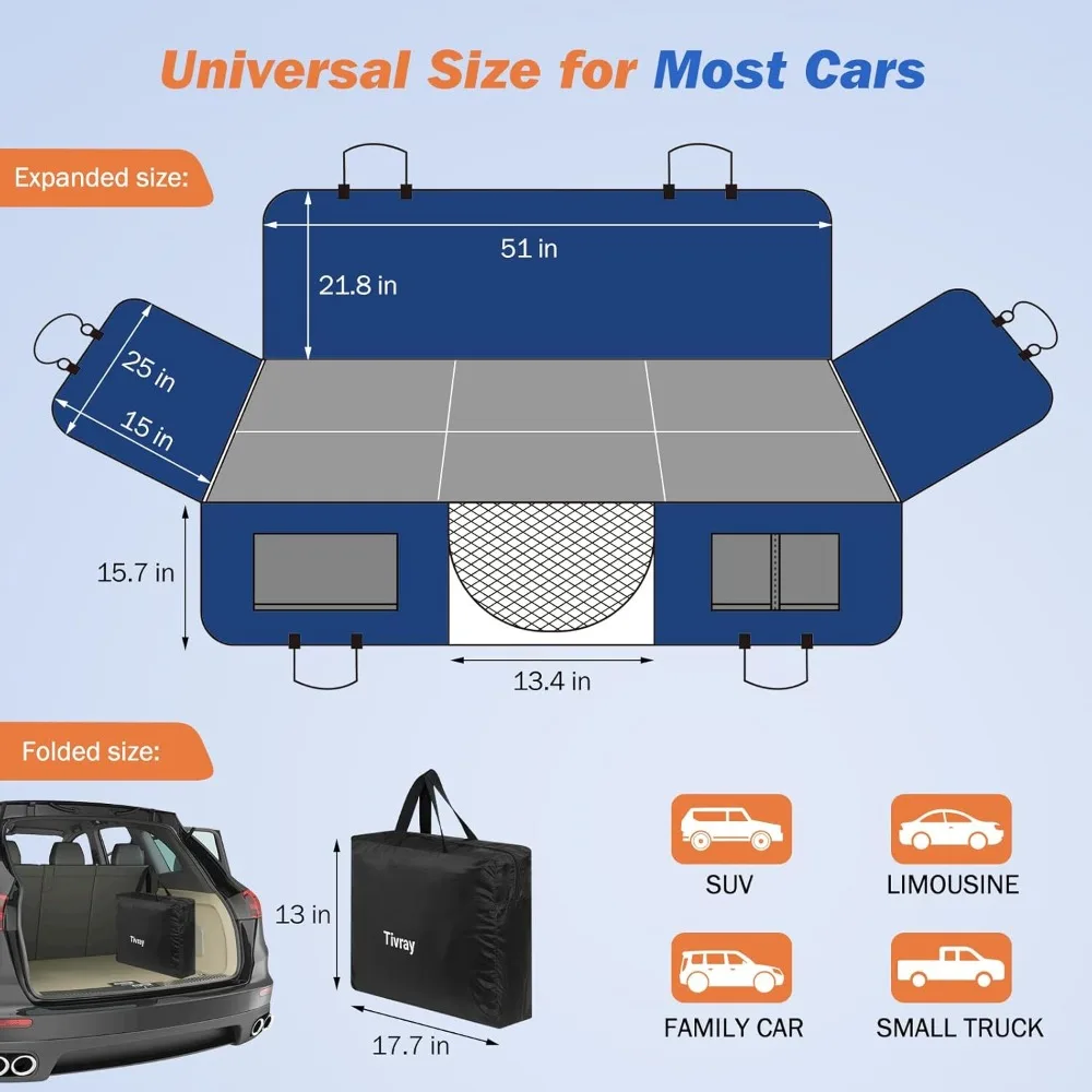 موسع المقعد الخلفي للكلاب، غطاء مقعد سيارة للكلاب للمقعد الخلفي من الأسفل الصلب - يحمل غطاءًا للمقعد الخلفي المقاوم للماء بوزن 330 رطلًا للكلاب