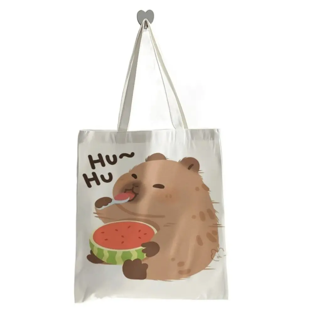 

School Bag Capybara Canvas Bag Underarm Bag Tote Bag Capybara Single Shoulder Bag Commute Bag Large Capacity Capybara Handbag