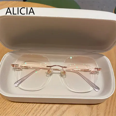 ALICIA Luxury Rimless Frameless Glasses Ultra light Optical Prescription Glasses